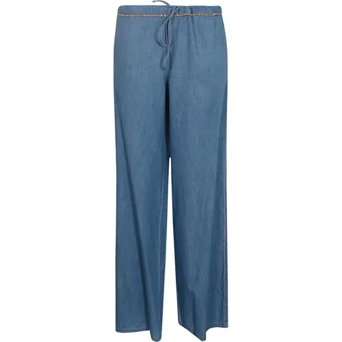 Cotton Trousers Chain-Link Detailing , female, Sizes: M, 2XS - Ermanno Scervino - Modalova