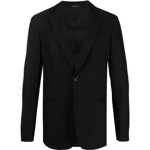 Eleganter Schwarzer Blazer mit Elastan - Giorgio Armani - Modalova