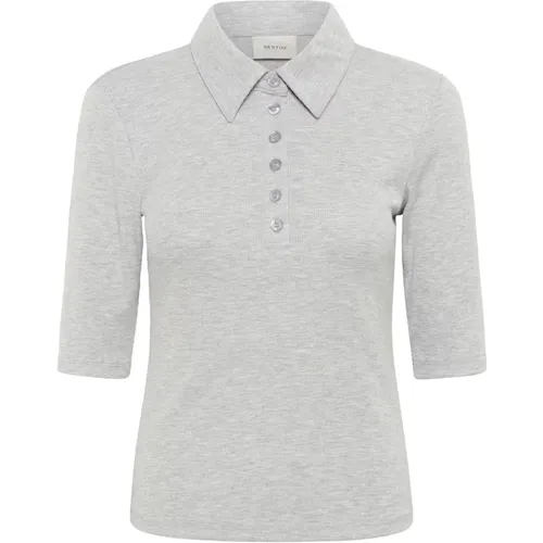 Polo Mel Top Graues T-Shirt , Damen, Größe: S - Gestuz - Modalova