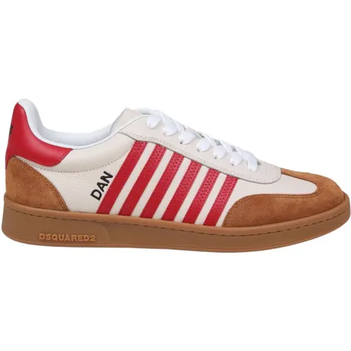 Weiße/Rote Ledersneakers Aw24 , Herren, Größe: 43 EU - Dsquared2 - Modalova
