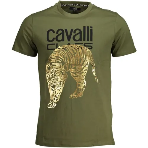 Bedrucktes Logo Rundhals T-Shirt , Herren, Größe: 2XL - Cavalli Class - Modalova