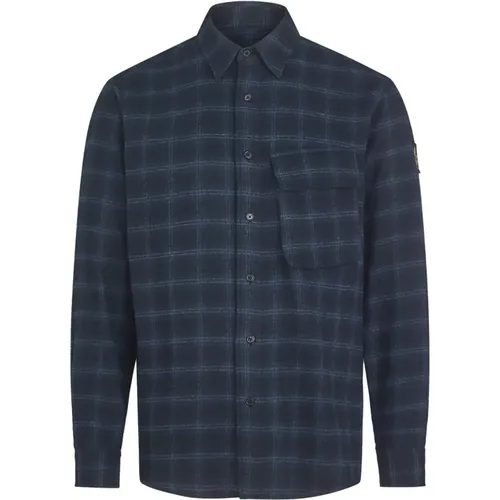 Scale Check Shirt XL Navy , male, Sizes: S - Belstaff - Modalova