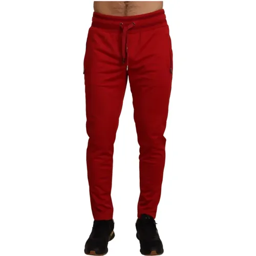 Rote Logo Plaque Sweatpants , Herren, Größe: S - Dolce & Gabbana - Modalova