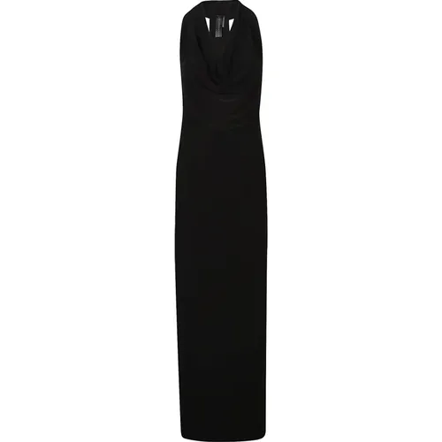 Schwarzes HalterneckKleid mit Seitenschlitz , Damen, Größe: S - Norma Kamali - Modalova