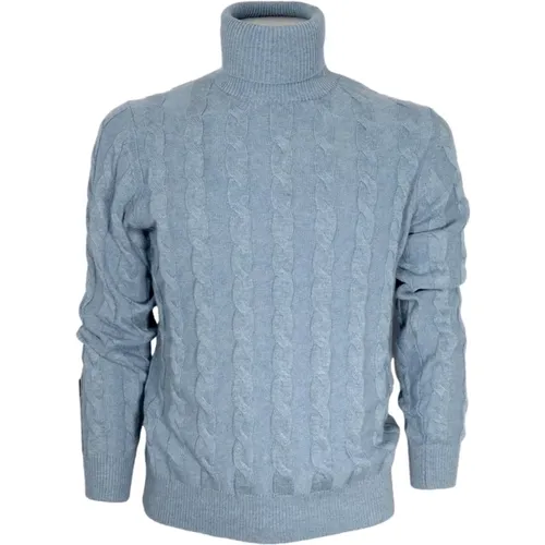 Mens Cashmere Turtleneck - Celeste Polvere , male, Sizes: S, L, 2XL - Cashmere Company - Modalova