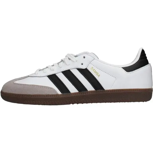 Weiße Samba mit Schwarzen Streifen , Herren, Größe: 40 EU - Adidas - Modalova