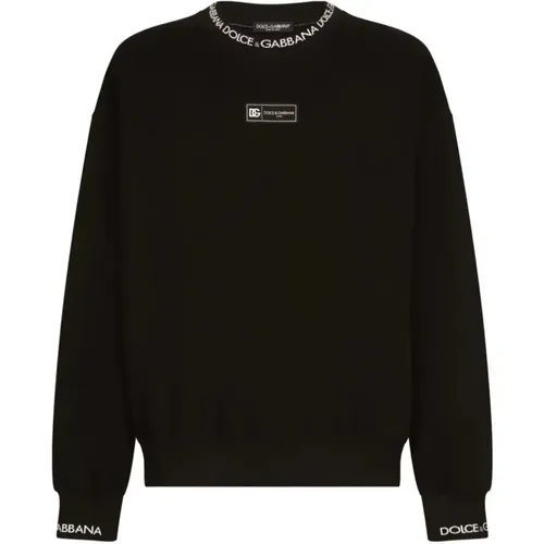 Schwarzer Logo Sweatshirt mit Oversize Passform , Herren, Größe: S - Dolce & Gabbana - Modalova
