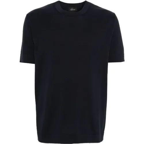 Navy Fine-Knit T-Shirt , male, Sizes: L, 2XL - Brioni - Modalova