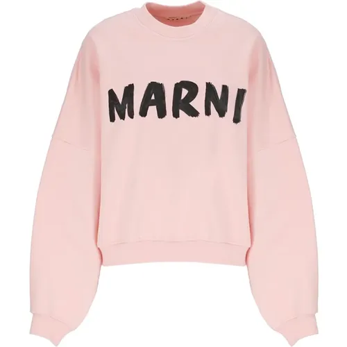 Cotton Sweatshirt with Logo , female, Sizes: S - Marni - Modalova
