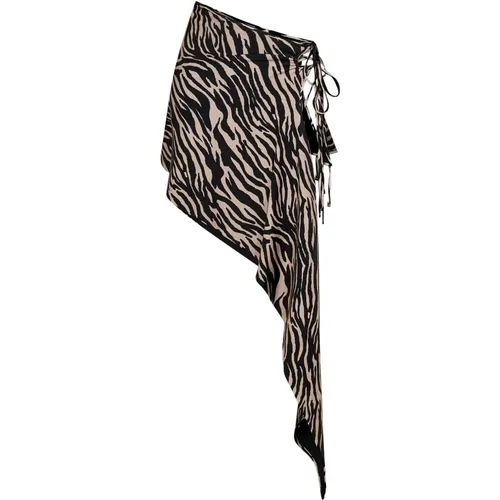 Zebra Print Beige Skirt , female, Sizes: M - The Attico - Modalova