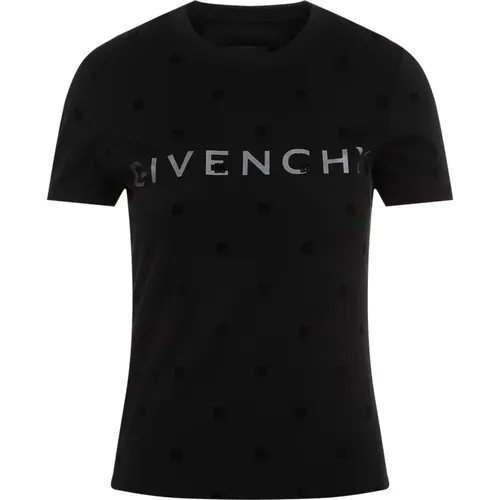 Schwarzes T-Shirt mit kurzen Ärmeln , Damen, Größe: M - Givenchy - Modalova