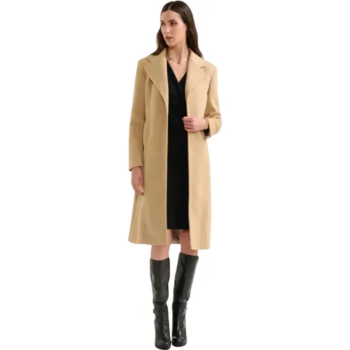 Elegant Camel Velour Long Coat , female, Sizes: L, M, XL, S - Alviero Martini 1a Classe - Modalova