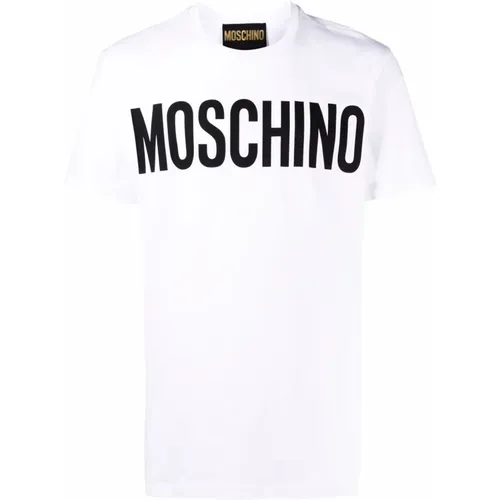 Logo-Print Weißes T-Shirt und Polo , Herren, Größe: XL - Moschino - Modalova