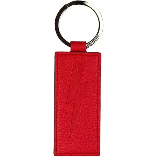 Leather Keychain for Men , male, Sizes: ONE SIZE - Neil Barrett - Modalova