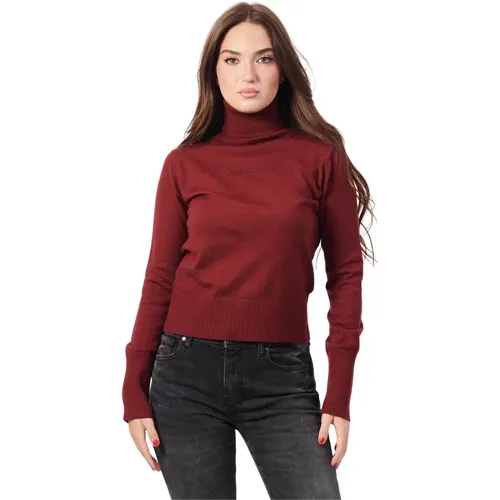 Bordeaux Rollkragenpullover Elegant Chic , Damen, Größe: M - Guess - Modalova