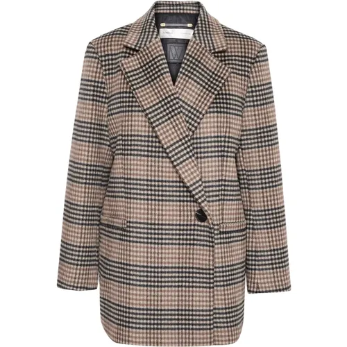 Braun Kariert Blazer Mantel Jacke , Damen, Größe: S - InWear - Modalova