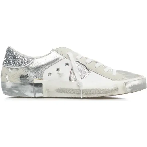 Silver Sneakers for Women , female, Sizes: 5 UK, 7 UK, 6 UK, 4 UK - Philippe Model - Modalova