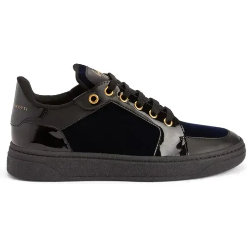 Schwarze Patent-Sneaker mit Marineblauen Akzenten - giuseppe zanotti - Modalova