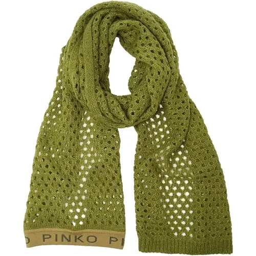 Mesh Alpaca Scarf with Logo Print , unisex, Sizes: ONE SIZE - pinko - Modalova