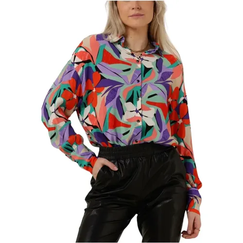 Big Flower Oversized Boyfriend Blouse , Damen, Größe: XS - Colourful Rebel - Modalova