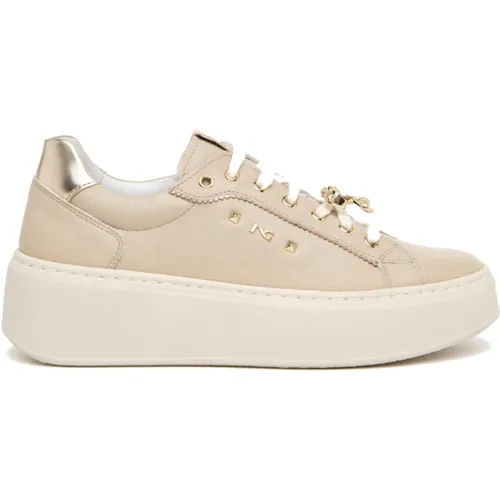 And Gold Leather Sneakers , female, Sizes: 4 UK, 5 UK - Nerogiardini - Modalova