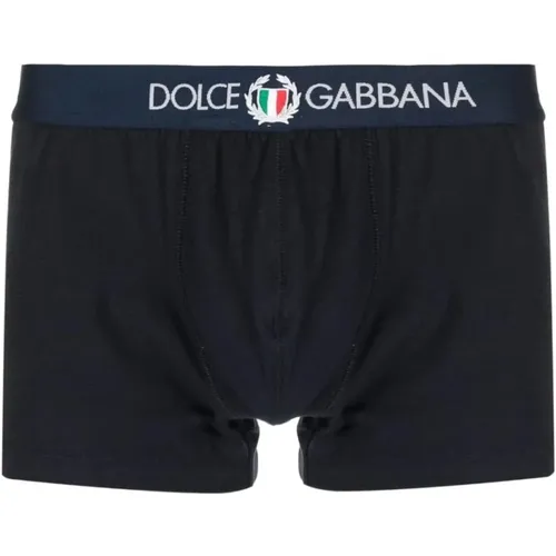 DG Crest Boxer Shorts Navy , male, Sizes: M, S, XL, L - Dolce & Gabbana - Modalova