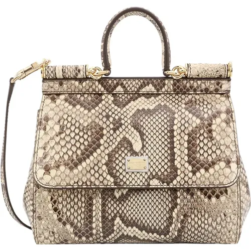 White Leather Handbag with Flap Closure , female, Sizes: ONE SIZE - Dolce & Gabbana - Modalova