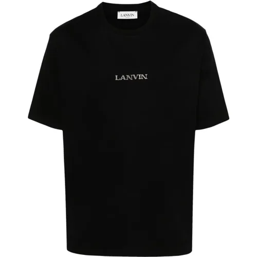 Schwarze Bestickte T-Shirts und Polos , Herren, Größe: XL - Lanvin - Modalova