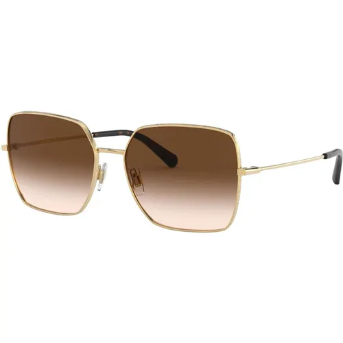 Square Metal Sunglasses with Thin Arms and Havana Acetate Tips , unisex, Sizes: 57 MM - Dolce & Gabbana - Modalova