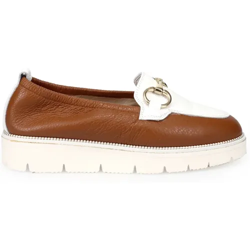 Braune Leder Slip-On Mokassin Schuh , Damen, Größe: 37 1/2 EU - Sangiorgio - Modalova