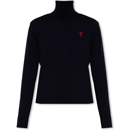 Woll Rollkragenpullover , Damen, Größe: M - Ami Paris - Modalova