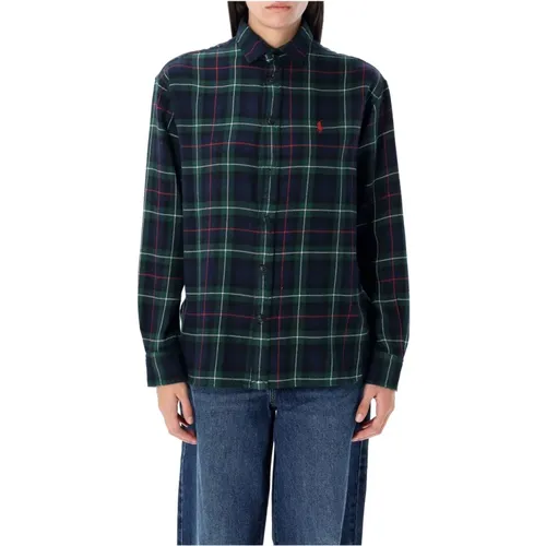 Women's Clothing Shirts Green Check Aw24 , female, Sizes: S - Ralph Lauren - Modalova