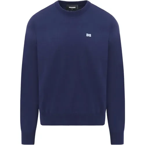 Plate Branding Wool Sweater , male, Sizes: S, 2XL, M, L, XL - Dsquared2 - Modalova