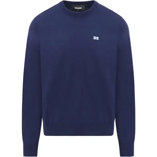 Plate Branding Wool Sweater , male, Sizes: S, M, L, XL - Dsquared2 - Modalova