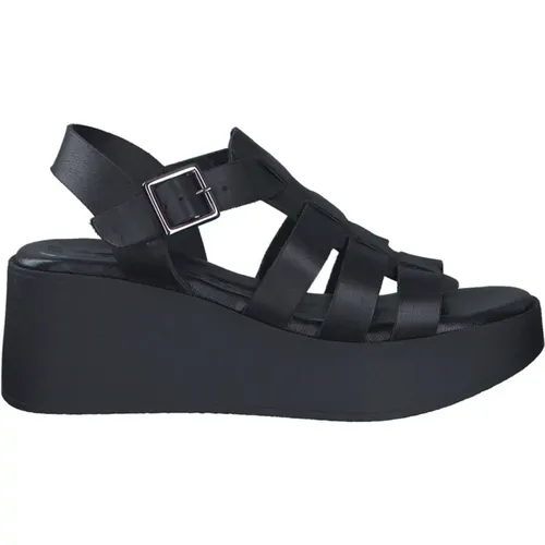 Schwarze Casual Offene Sandalen , Damen, Größe: 38 EU - tamaris - Modalova