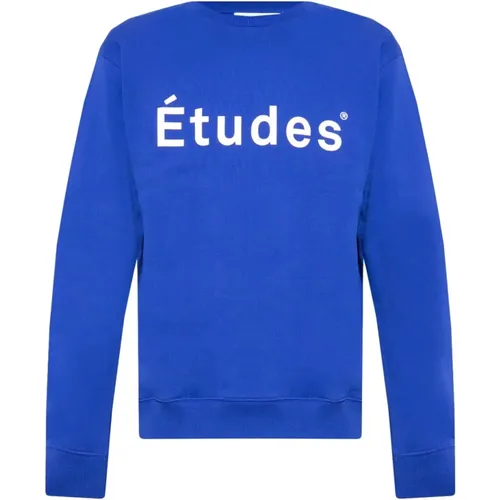 Dunkelblaues Crewneck Sweatshirt mit Logo , Herren, Größe: 2XL - Études - Modalova