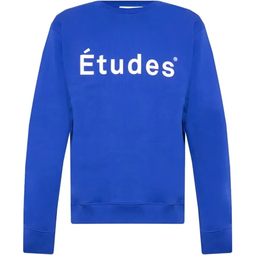 Dunkelblaues Crewneck Sweatshirt mit Logo , Herren, Größe: XS - Études - Modalova