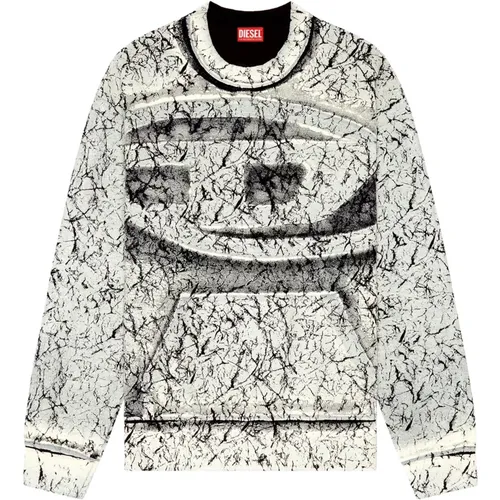 Sweatshirt with cracked coating , male, Sizes: XL, L - Diesel - Modalova