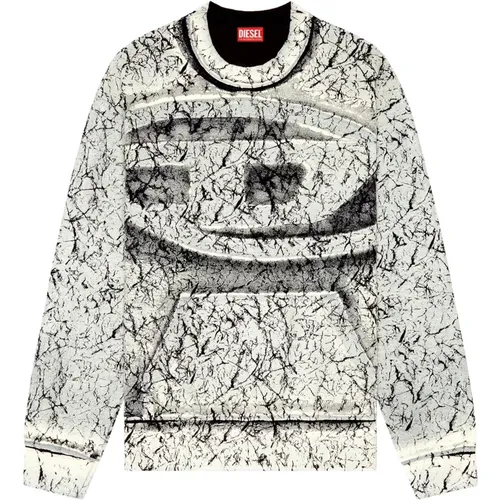 Sweatshirt with cracked coating , male, Sizes: XL, M, L - Diesel - Modalova