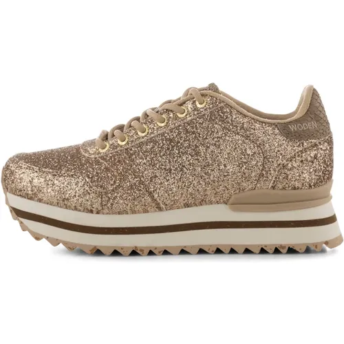 Glitter Plateau Sneaker , female, Sizes: 9 UK, 3 UK - Woden - Modalova