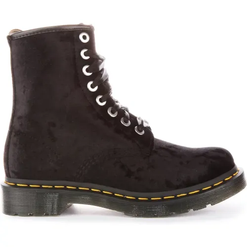 Vegan Velvet Lace-Up Boots , female, Sizes: 8 UK, 4 UK, 3 UK, 5 UK, 6 UK, 7 UK - Dr. Martens - Modalova