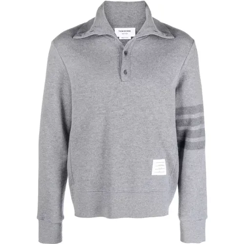 Logo Sweater with Button Closure , male, Sizes: M, L - Thom Browne - Modalova