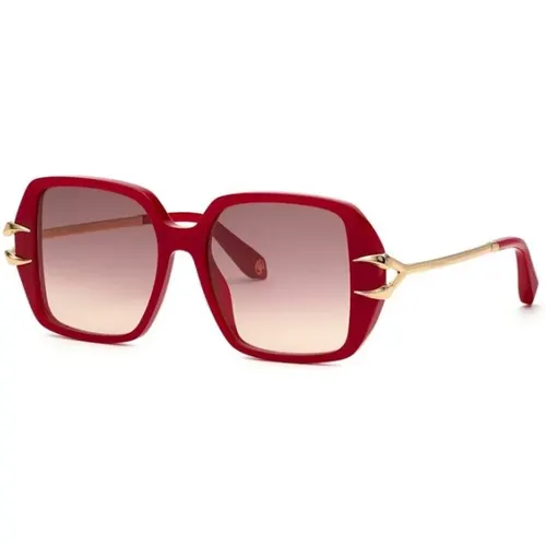 Rote Vollrahmen-Sonnenbrille brauner Verlauf - Roberto Cavalli - Modalova