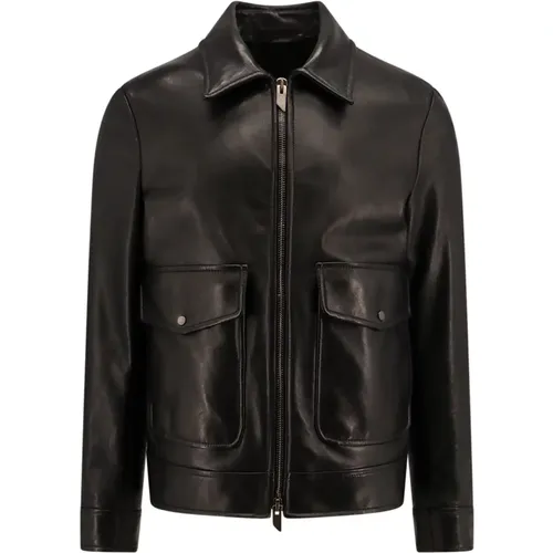 Leather Jacket with Zipper and Pockets , male, Sizes: L - Salvatore Santoro - Modalova