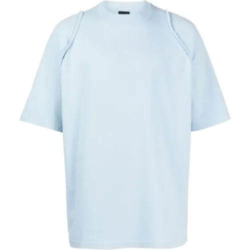 Blau Besticktes Logo Crew Neck T-shirt - Jacquemus - Modalova