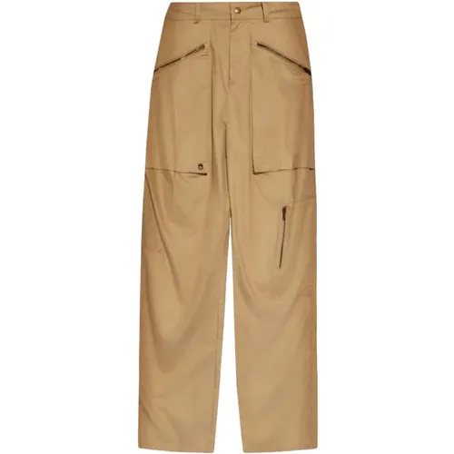 Khaki High-Waisted Cargo Trousers , female, Sizes: S, 2XS - Isabel marant - Modalova