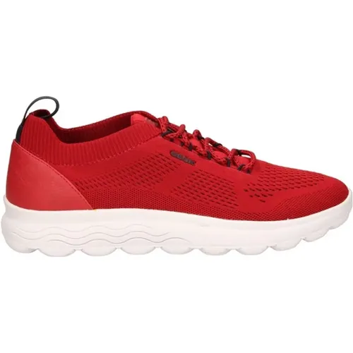 Rote Lässige Textil-Sneakers , Herren, Größe: 44 EU - Geox - Modalova