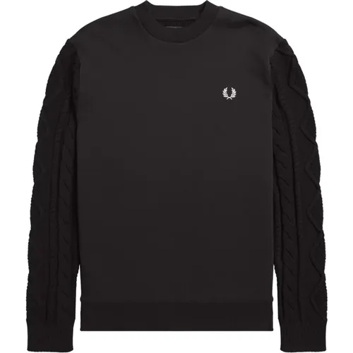 Timeless Cotton Sweater with Braided Sleees , male, Sizes: S, XL, M - Fred Perry - Modalova
