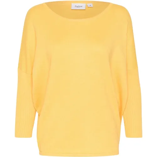 R-Neck Pullover Strik Yarrow Melange , Damen, Größe: M - Saint Tropez - Modalova