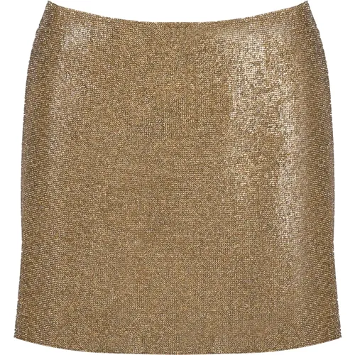 Gold Silk A-Line Mini Skirt , female, Sizes: S - Nué - Modalova